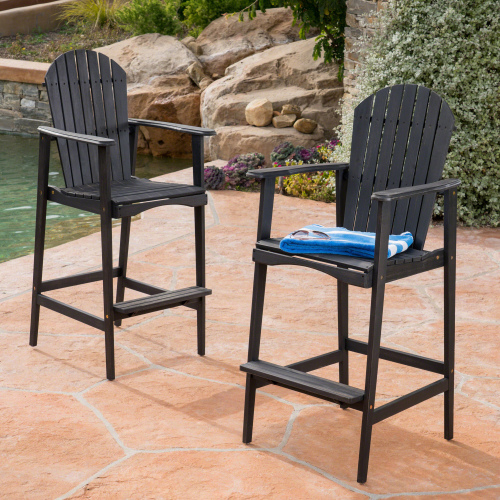 Outdoor Acacia Wood Adirondack Barstools 1