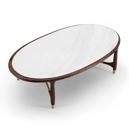 Solid Wood Italian North American Black Walnut Marble Round Dining Table