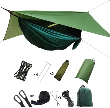 Double Lightweight Camping Hammock with Mosquito Net and Straps