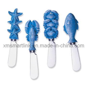 Esparcidor de mantequilla de mango de pescado, cuchillo de mantequilla de acero inoxidable