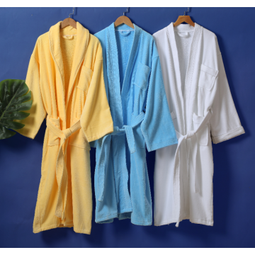 Hotel Pure cotton velvet material bathrobe kimono collar