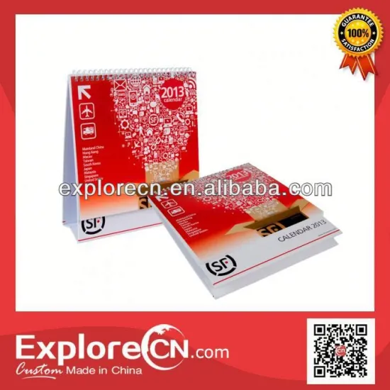 Red festival folding paper desk calendar