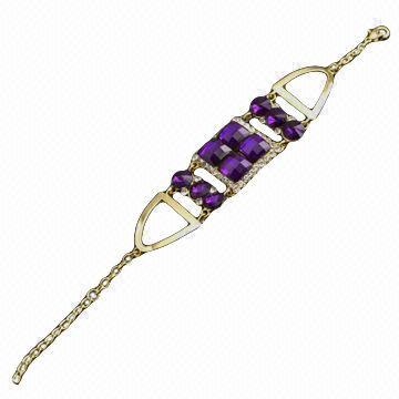 Wide purple crystal rhinestone fashion insider hot wholesale elegant crystal bracelets
