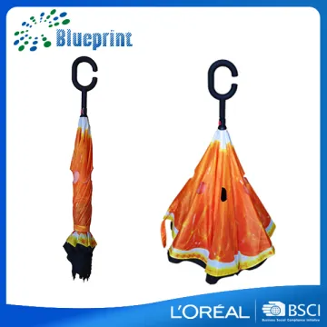 Hot sale custom orange full printing inverted umbrella