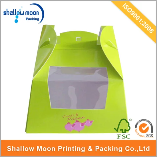 pvc windown green cake packaging paper box