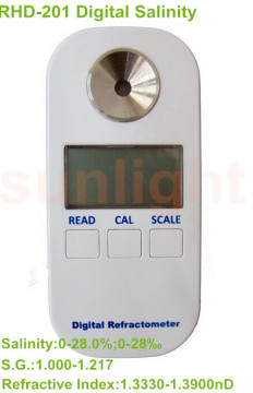 Digital Salinity Refractometer with 0-28% Measuring Range and ATC RHD-201