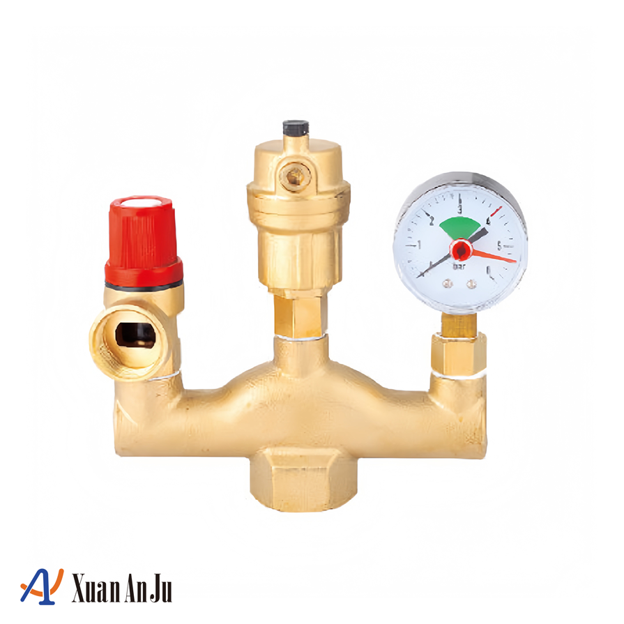 अंतर्निर्मित गेज के साथ दबाव राहत वाल्व