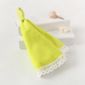 Household microfiber kids hand towel with hanging loops