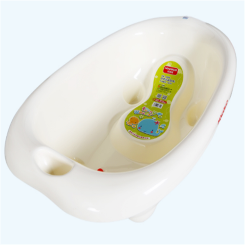Banheira de plástico do bebê com suporte de banho