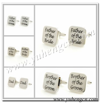 Elegant Square Brother of the Groom,Father of the Bride Wedding cufflinks with Printing Titles