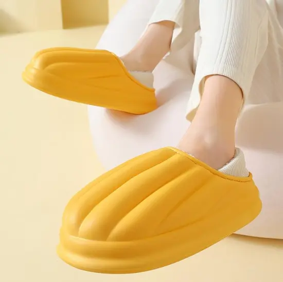 Cozy Winter Cotton Slippers for Men and Women: Indoor-Outdoor Shoes with Waterproof, Warm Plush Design in Simple Candy Colors