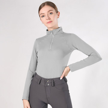 1/4 zip shirts dames paardrijbasis laag bovenkleding