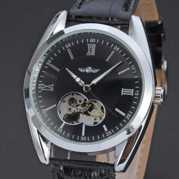 mininalist men watch with visible mechanism mechanical watch