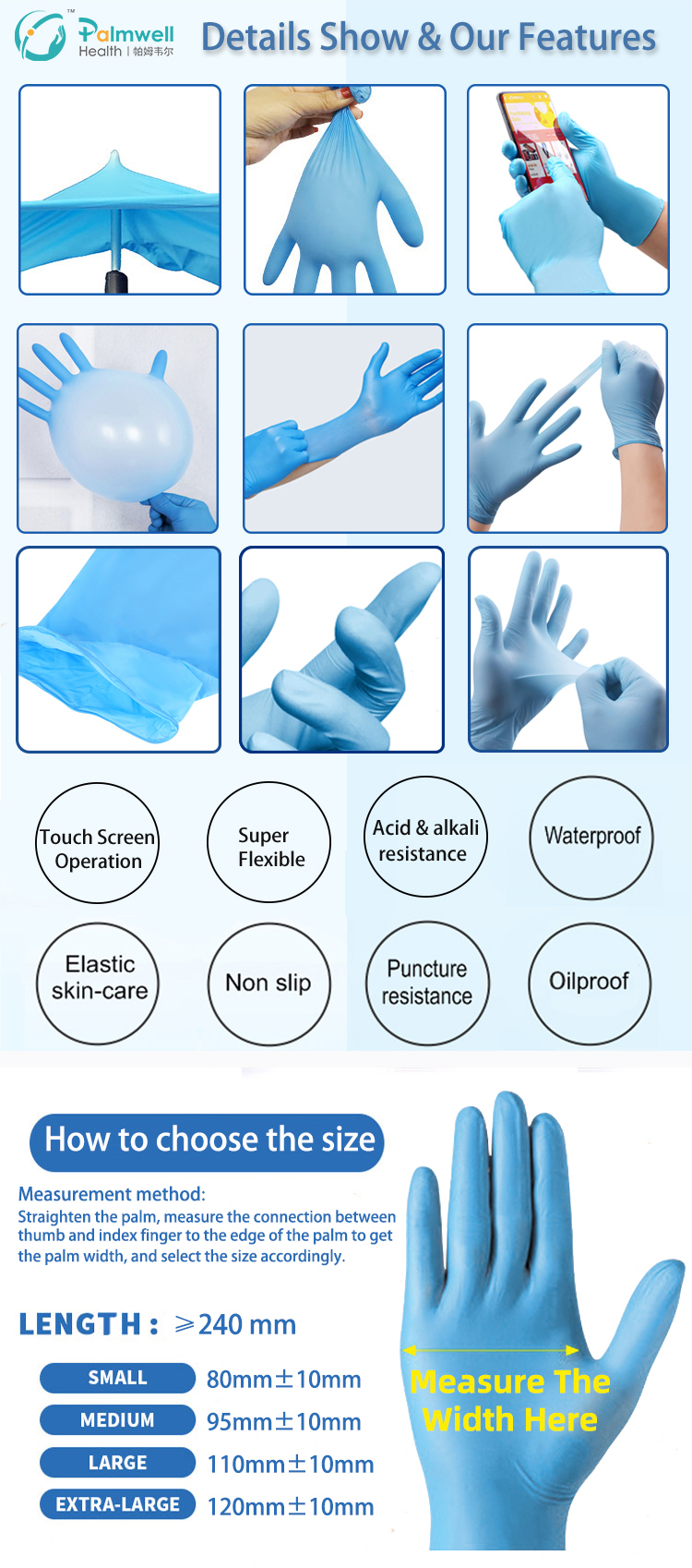 Nitrile Gloves for Doctor Use non-slip gloves