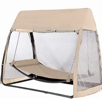Outdoor Patio Canopy and Mosquito Net Hammock Set: Comfortable Garden Swing Bed with Canopy and Insect Protection