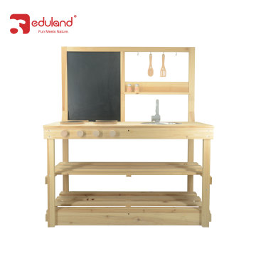 2024 Educational Outdoor Wooden Mud Kitchen Play Set: A Pretend Play and Cooking Simulation Toy for Preschool Kids