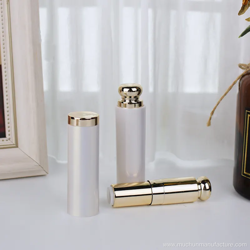 Empty white gold high quality plastic lipstick tube