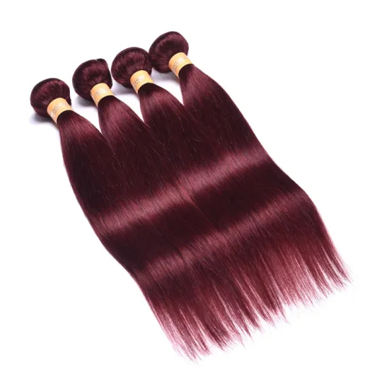 Wholesale Cheap Colored 99j# Straight Hair Weave Bundles Virgin Brazilian Human Hair