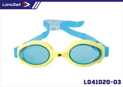 Blue Silicone Comfortable Anti Fog Swimming Goggles With Pc Lens Uv Protection For Junior