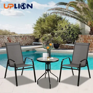 Uplion Patio Dining Table and Chair Set - 3pcs Steel Furniture for Garden or Bistro