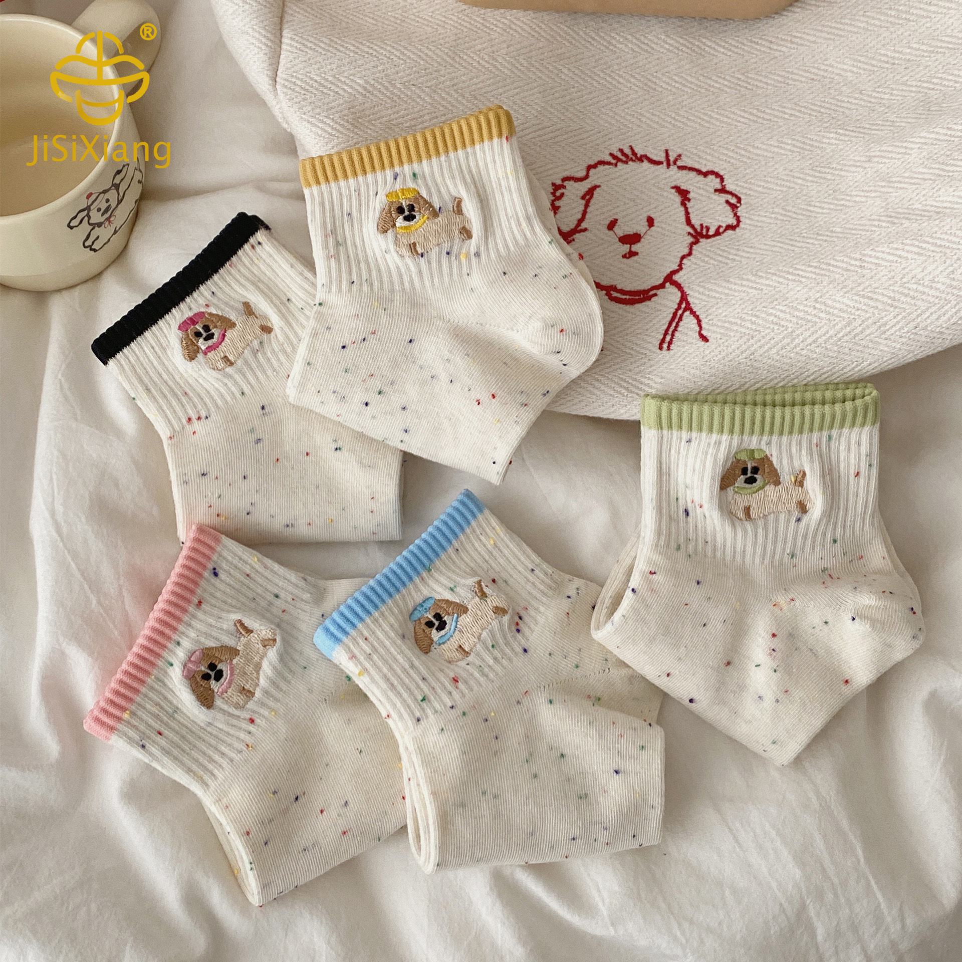 Dot yarn short socks