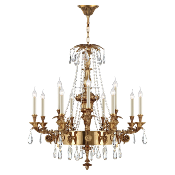 European Crystal LED Chandelier - Antique Brass & Copper Luxury Lighting for Large Living Rooms