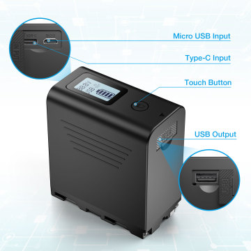 Affichage LCD intelligent à haute capacité 7800mAh Affichage de la batterie au lithium-ion NP-F970 avec sortie USB