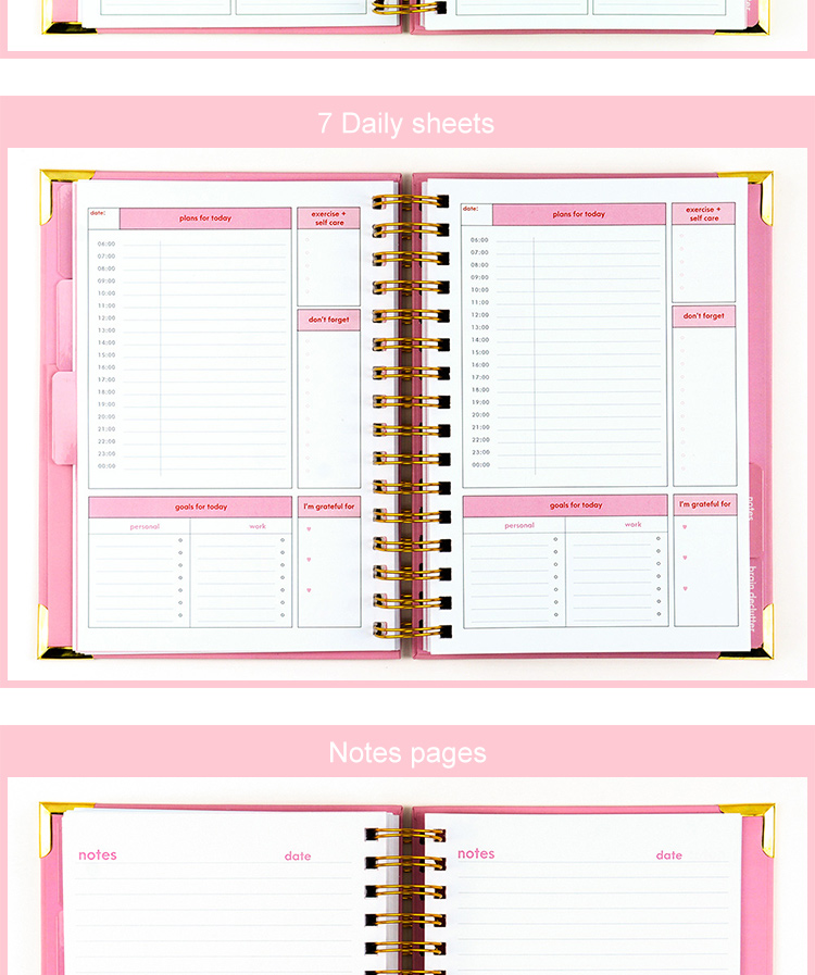 Office Supplier Custom Printing Agendas logo Note Book Organizer Diary Journal Diary Daily Planner for Gift