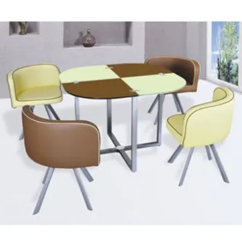Glass Round-shaped Dining Table with Four Seaters, Available in Size of 90 x 90 x 75cm
