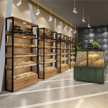 Bakery Store Fixture: Wooden Bread Display Shelf