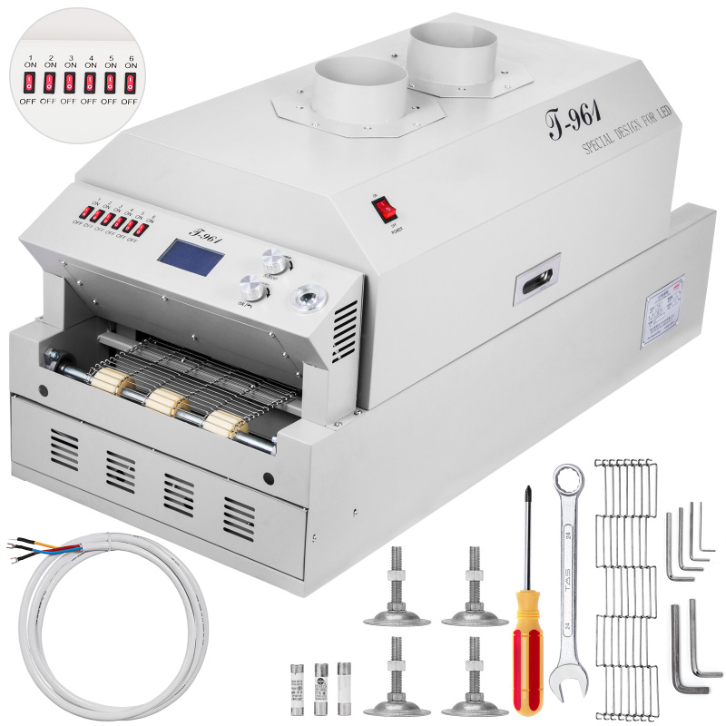 PUHUI T-961 Infrared Hot Air Reflow Oven with 6 Heating Zones for High Precision Soldering