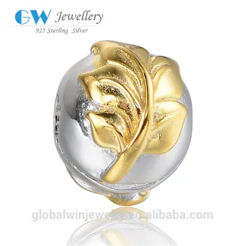 18k Gold Plating Beads Leaf Beads 925 Silver Circle Beads