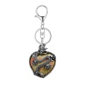 Unaktie Heart Antique Silver Dragon Gemstone Pendant (32x42mm) Keychain