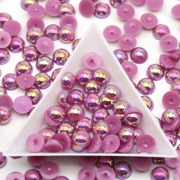 Wholesale Med Amethyst AB Colors Flatback ABS Plastic Half Round Loose Pearls - 1.5mm to 14mm