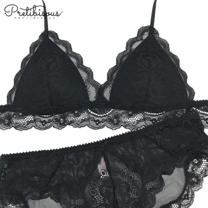 Fashionable lace lingerie bra and panties for women