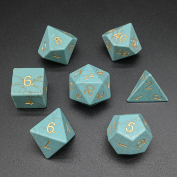 High Quality Synthetic Blue Turquoise DND Polyhedral Dice Set for Collectors