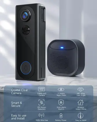 4.3 Inch 1080P Video Doorbell Intercom System with Monitor - Door Phone Kit