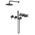 Brushed Nickel 2 Handle Shower Faucet With Valve