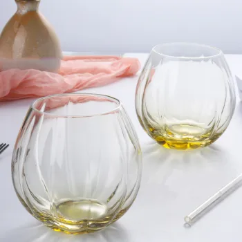 Wholesale Hot Selling Creative Lead-Free Glass Pumpkin-Shaped Stemless Whiskey Cup