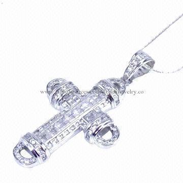Religious necklaces, made of brass and zircon stones, free of cadmium, nickel and lead