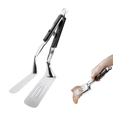 Kitchen Cooking Tongs Stainless Steel Grill Clamp Spatula Barbecue Food Clip For Flipping Bread Steak Fish Toast