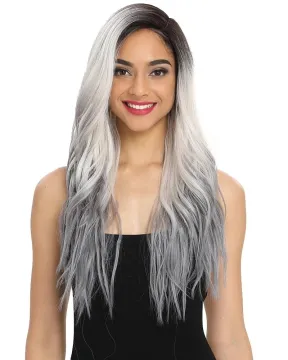 28 inches long curly silk base classic full quality 13x6 colored bangs lace front heat resistant synthetic hair wigs for women