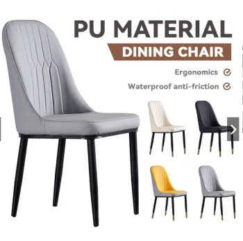 Luxury Modern Scandinavian Fabric PU Leather Dining Chair with Metal Legs (Brown/Grey)