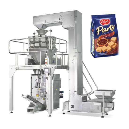 High Speed Grain Snacks Packaging: Multihead Weigher & VFFS Bagger for Biscuits and Nuts