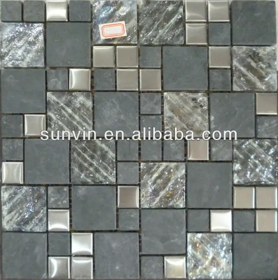 slate natural stone mixed hot melting glass mosaic tile use in family decoration