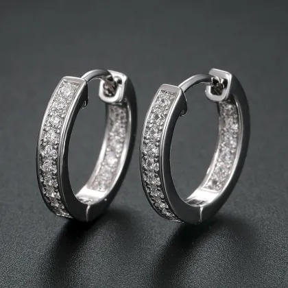 Mini Rhinestone Diamond Gold Hoop Earrings