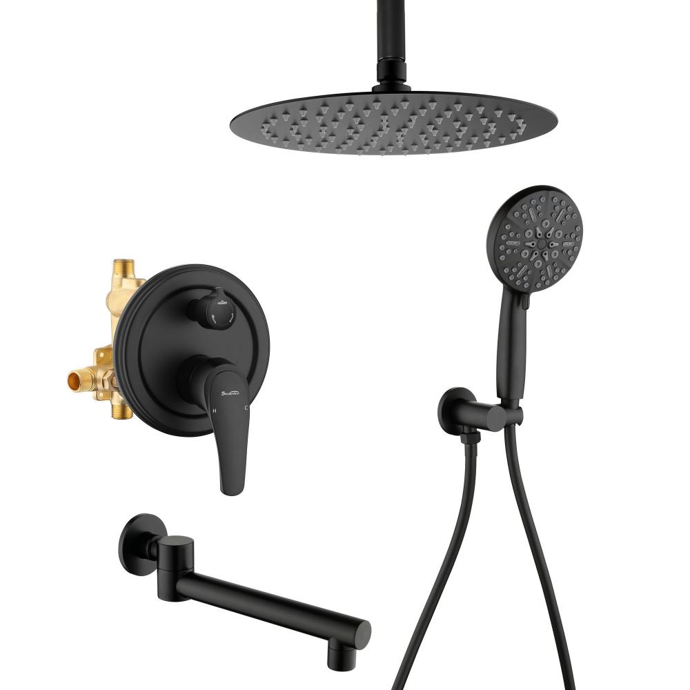 Brass Bathroom System Black Shower Set