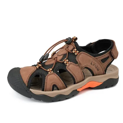 Men's Cowhide Outdoor Beach Shoes - Casual Sandals for Summer (Plus Size)