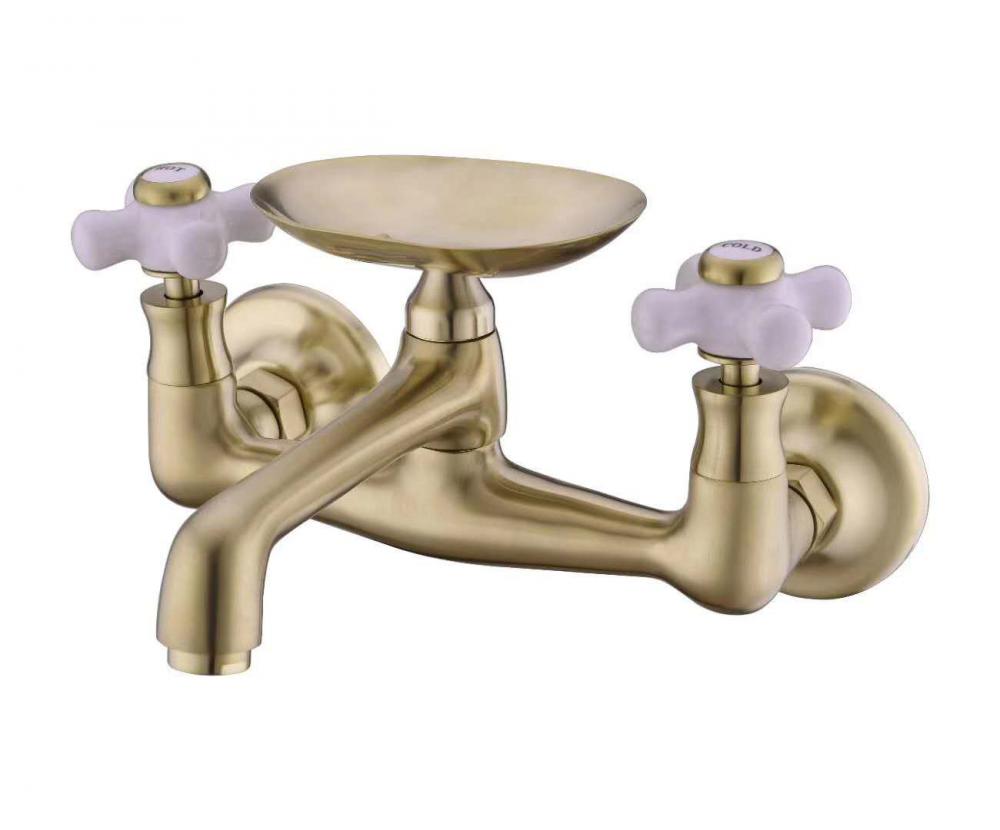 Luxus Seitenwandhalterung Messing Golden Badewanne Wasserhahn mit europäischen Handbrause