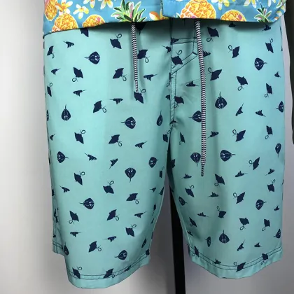 Hawaiian Blue strappy beach shorts